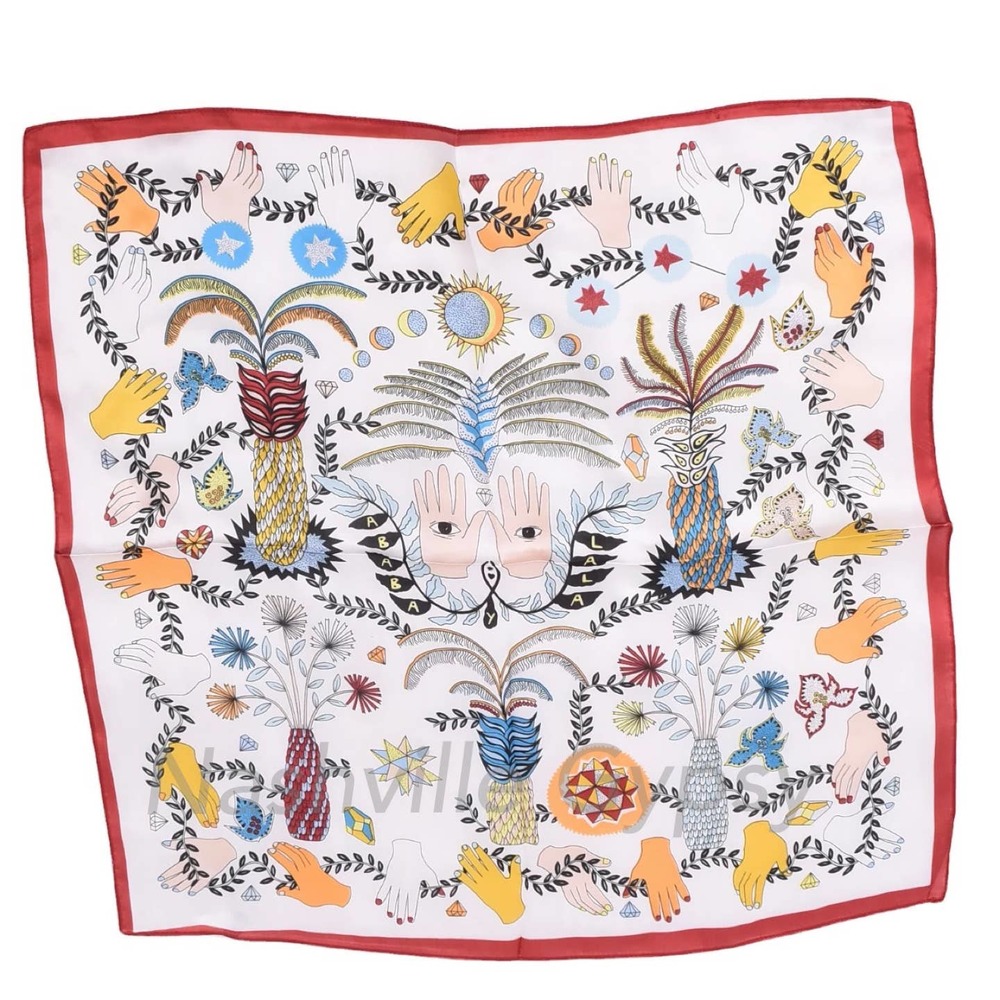 NWT Celestial Hand Print Bandana Neckerchief Cream